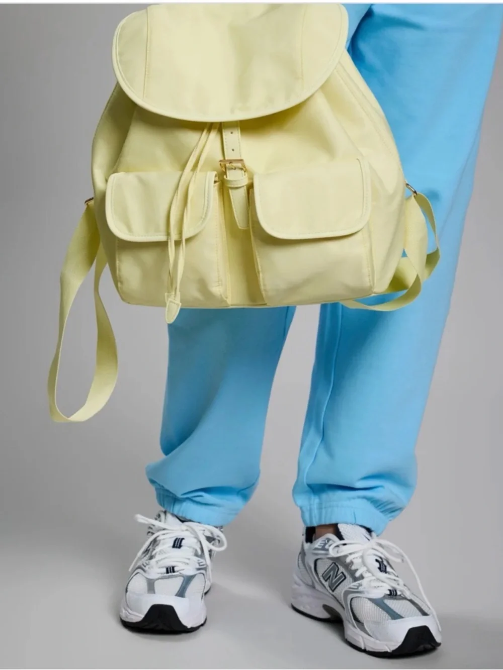 Year of Ours Backpack with Front Pockets- Baby Yellow . Rose Gold Hardware - Picture 2 of 13